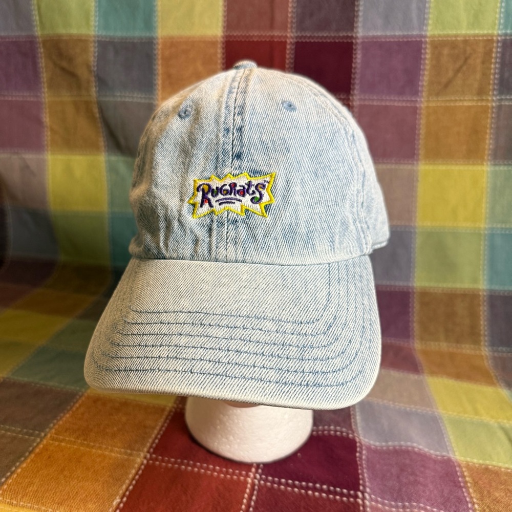 Rugrats Nickelodeon Embroidered Dad Hat Light Wash Denim Adjustable Cartoon 90's